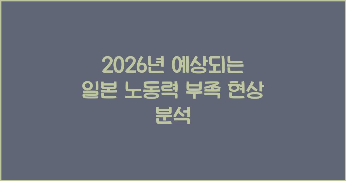 2026년 예상되는 일본 노동력 부족 현상 분석