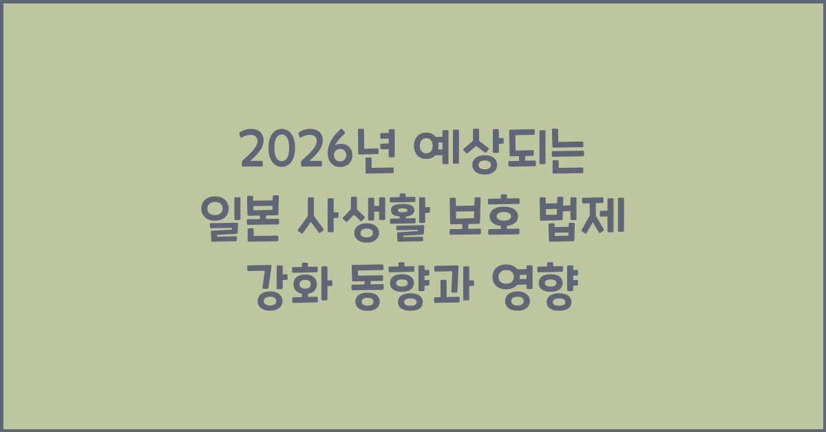 2026년 예상되는 일본 사생활 보호 법제 강화 동향과 영향
