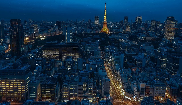 도쿄의 밤거리 풍경