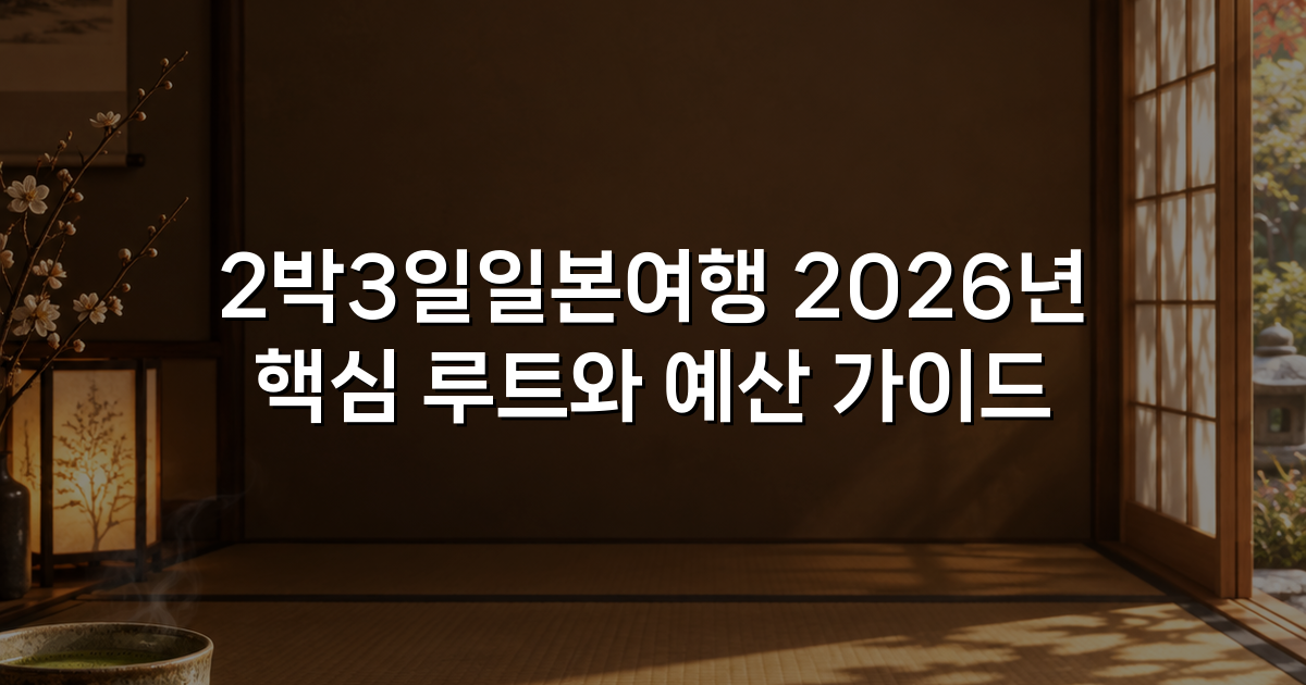 2박3일일본여행 2026년 핵심 루트와 예산 가이드