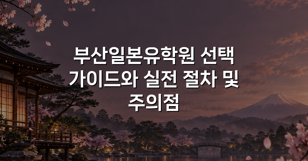 부산일본유학원 선택 가이드와 실전 절차 및 주의점