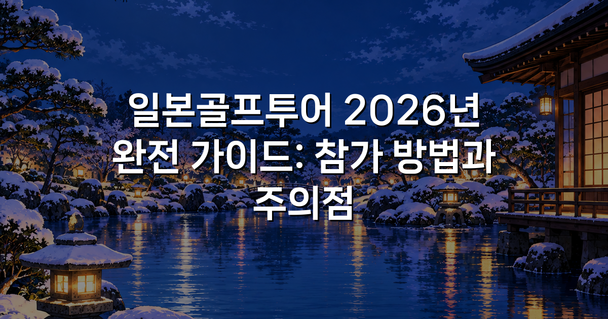 일본골프투어 2026년 완전 가이드: 참가 방법과 주의점