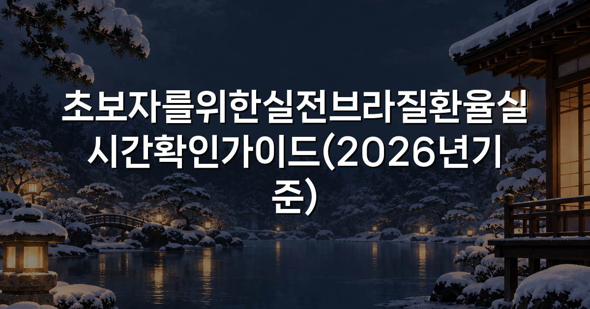 초보자를위한실전브라질환율실시간확인가이드(2026년기준)