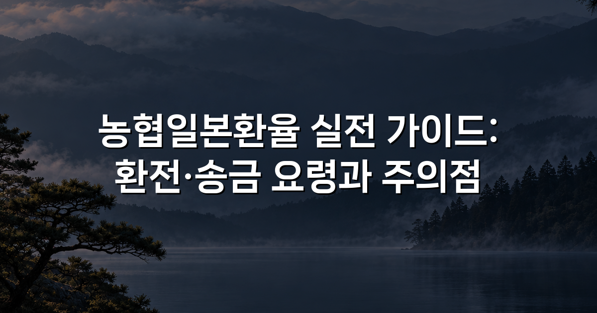 농협일본환율 실전 가이드: 환전·송금 요령과 주의점