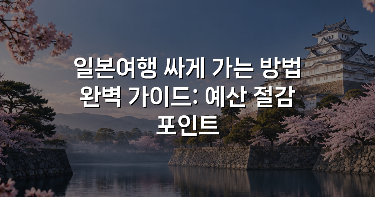일본여행 싸게 가는 방법 완벽 가이드: 예산 절감 포인트