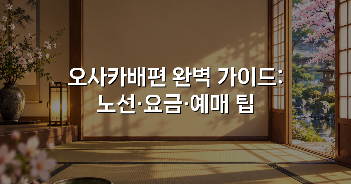 오사카배편 완벽 가이드: 노선·요금·예매 팁