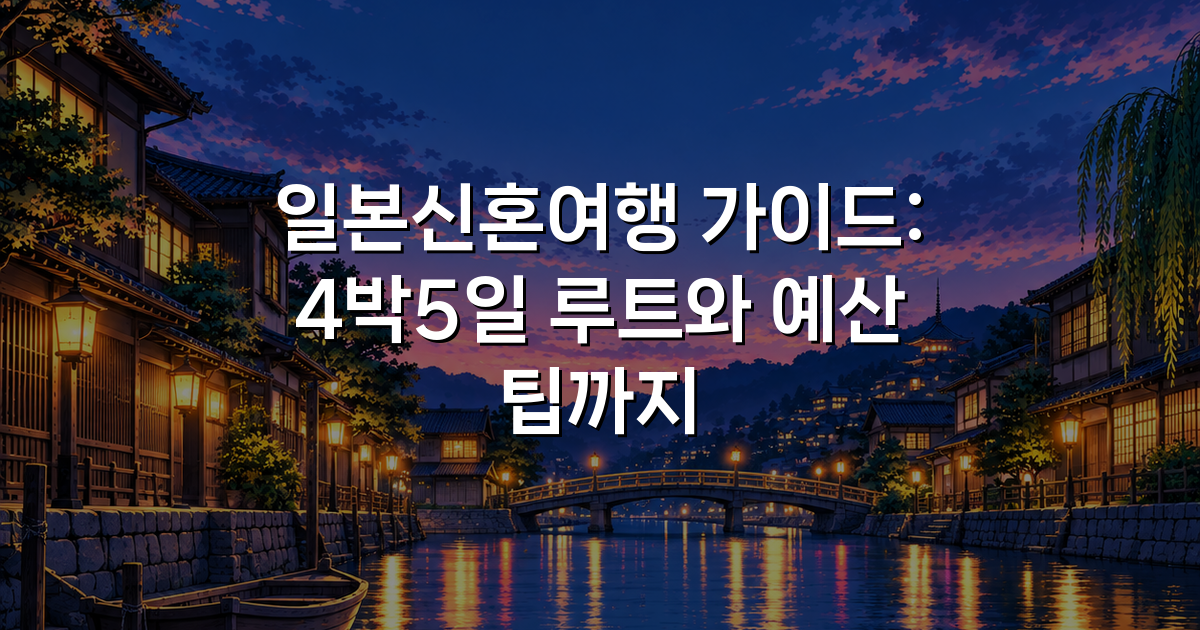 일본신혼여행 가이드: 4박5일 루트와 예산 팁까지