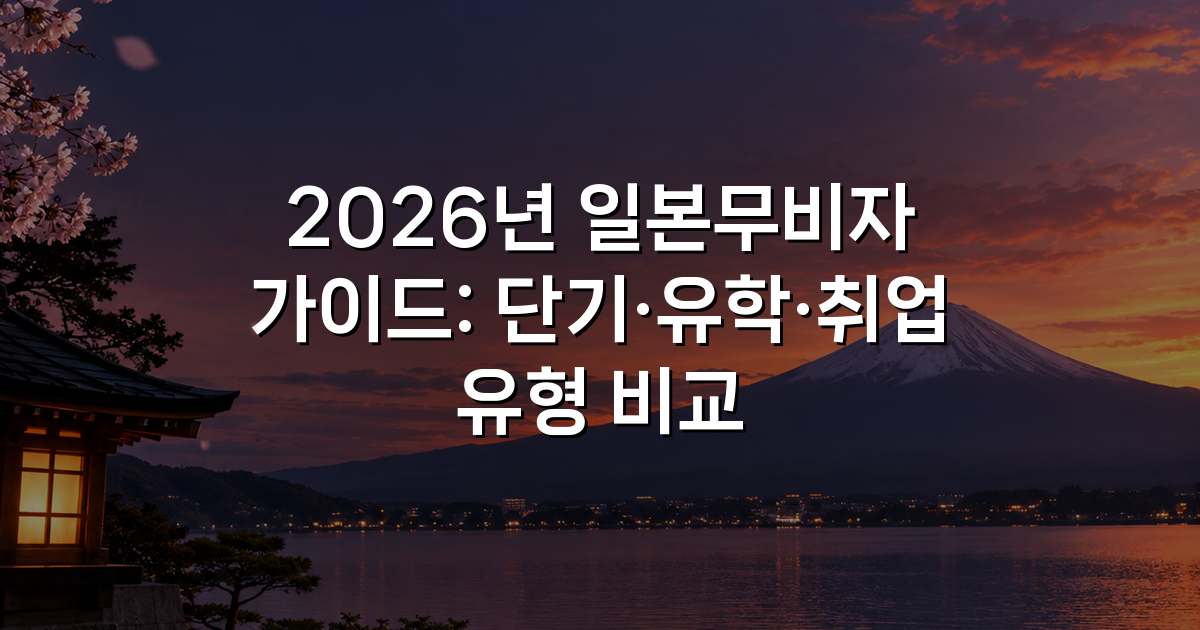 2026년 일본무비자 가이드: 단기·유학·취업 유형 비교