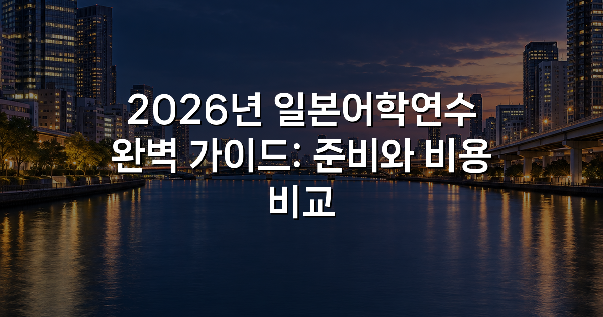 2026년 일본어학연수 완벽 가이드: 준비와 비용 비교