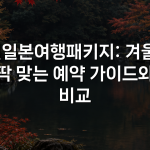 1월일본여행패키지: 겨울에 딱 맞는 예약 가이드와 비교