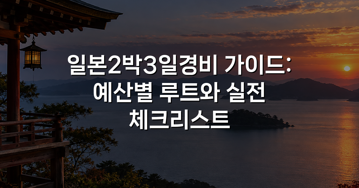 일본2박3일경비 가이드: 예산별 루트와 실전 체크리스트