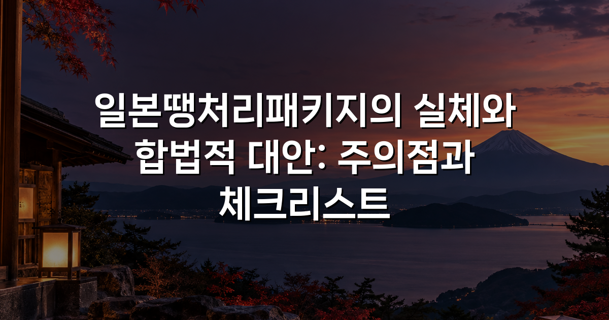 일본땡처리패키지의 실체와 합법적 대안: 주의점과 체크리스트