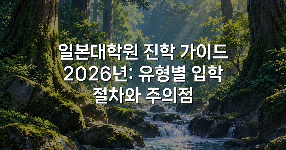 일본대학원 진학 가이드 2026년: 유형별 입학 절차와 주의점