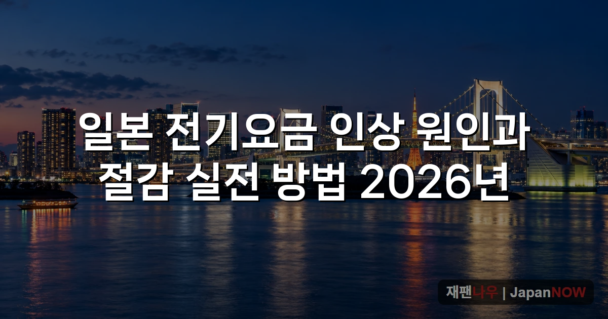 일본 전기요금 인상 원인과 절감 실전 방법 2026년